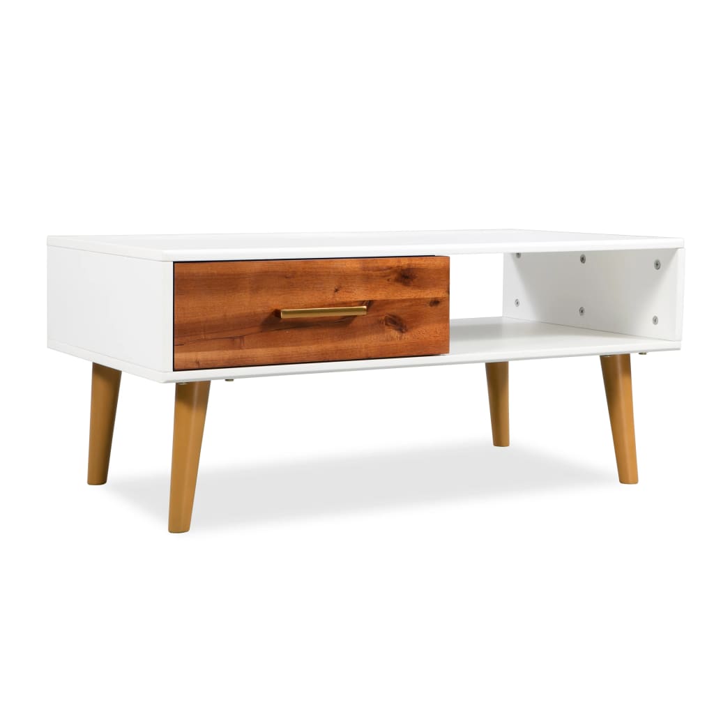Mesa De Centro De Madera Maciza De Acacia 90X50X40 Cm