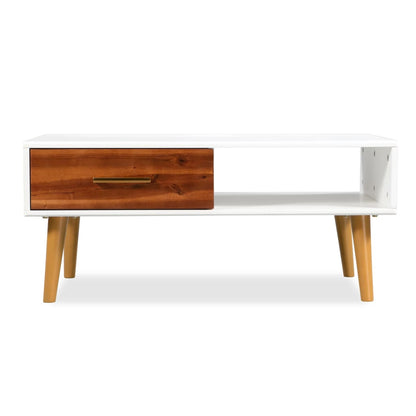 Mesa De Centro De Madera Maciza De Acacia 90X50X40 Cm