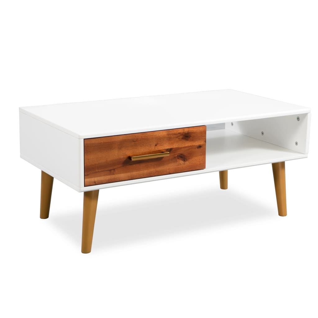 Mesa De Centro De Madera Maciza De Acacia 90X50X40 Cm