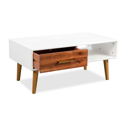 Mesa De Centro De Madera Maciza De Acacia 90X50X40 Cm