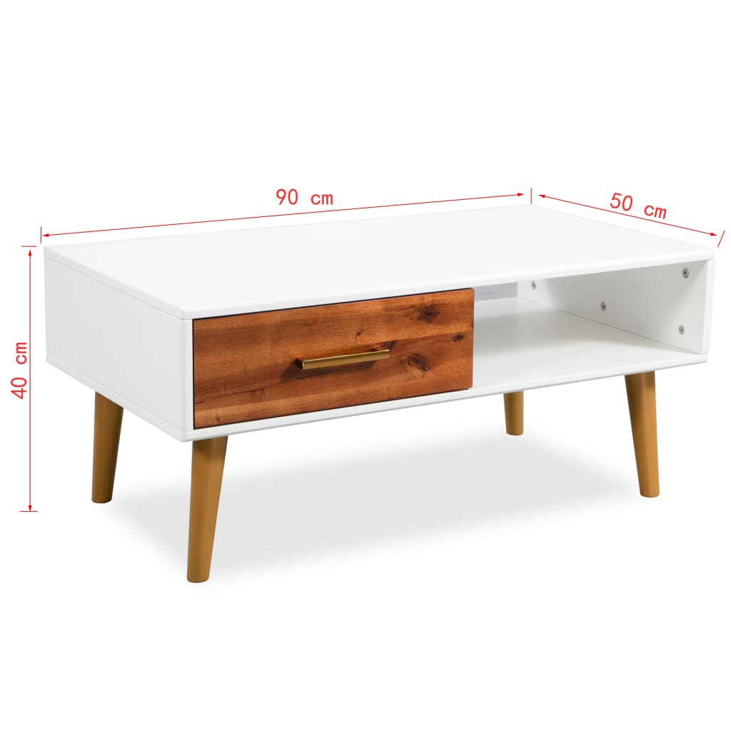 Mesa De Centro De Madera Maciza De Acacia 90X50X40 Cm
