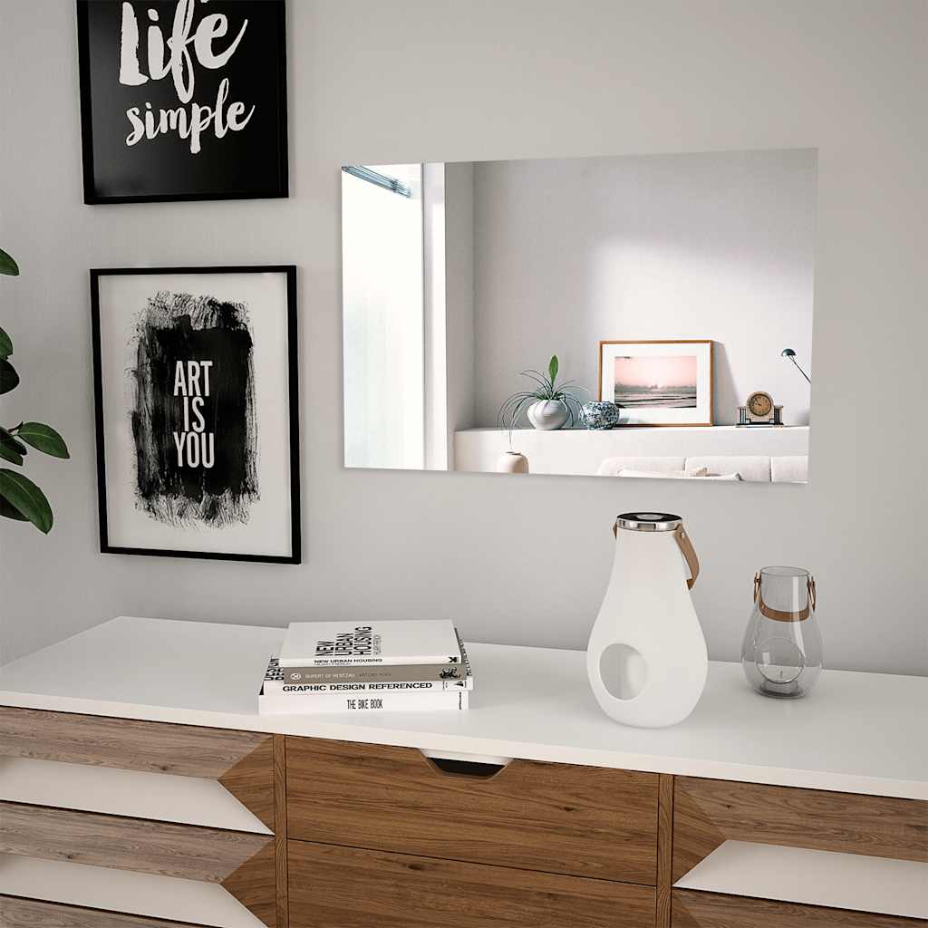 Espejo De Pared Con Luces Led Cuadrado De Vidrio