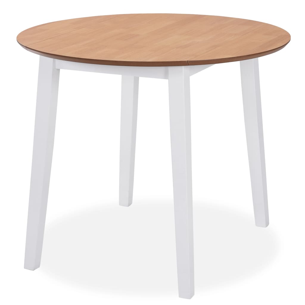 Juego De Comedor De Mdf Y Madera De Caucho 5 Piezas Blanco