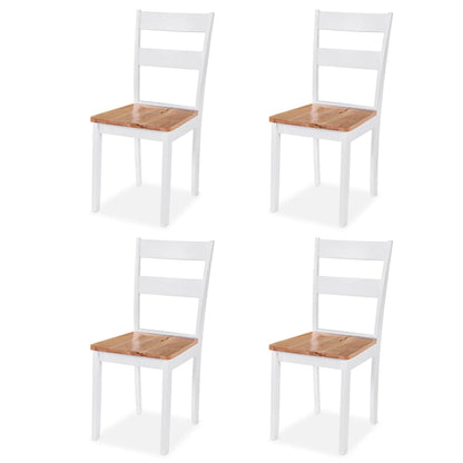 Juego De Comedor De Mdf Y Madera De Caucho 5 Piezas Blanco