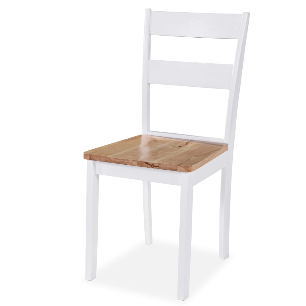 Juego De Comedor De Mdf Y Madera De Caucho 5 Piezas Blanco