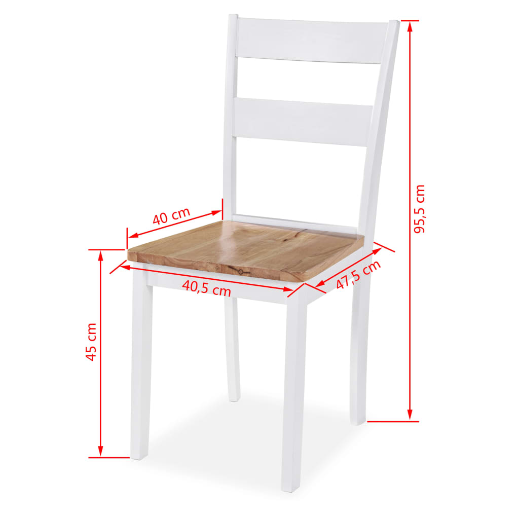 Juego De Comedor De Mdf Y Madera De Caucho 5 Piezas Blanco