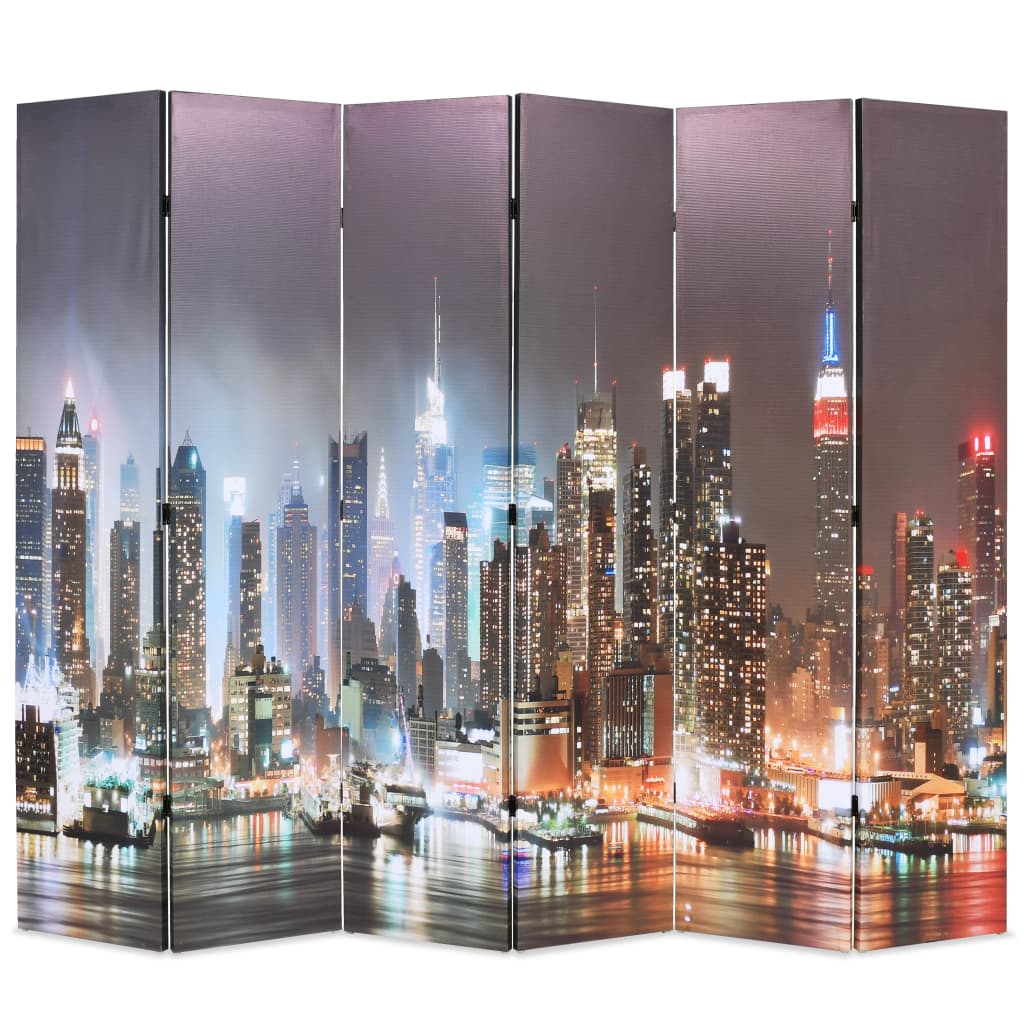 Biombo Divisor Plegable Nueva York De Noche