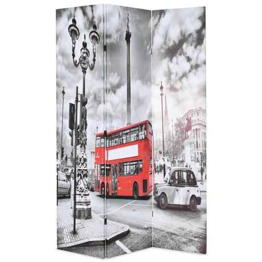 Biombo Divisor Plegable Bus Londres Blanco Y Negro