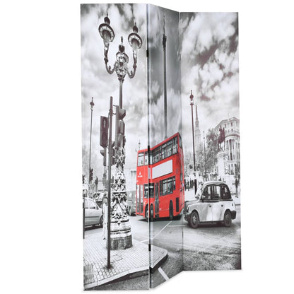 Biombo Divisor Plegable Bus Londres Blanco Y Negro