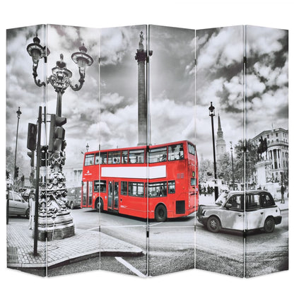 Biombo Divisor Plegable Bus Londres Blanco Y Negro