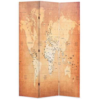 Biombo Divisor Plegable Mapamundi Amarillo