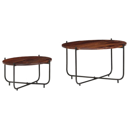Set De Mesas De Centro 2 Uds Madera Maciza De Acacia 60X35 Cm