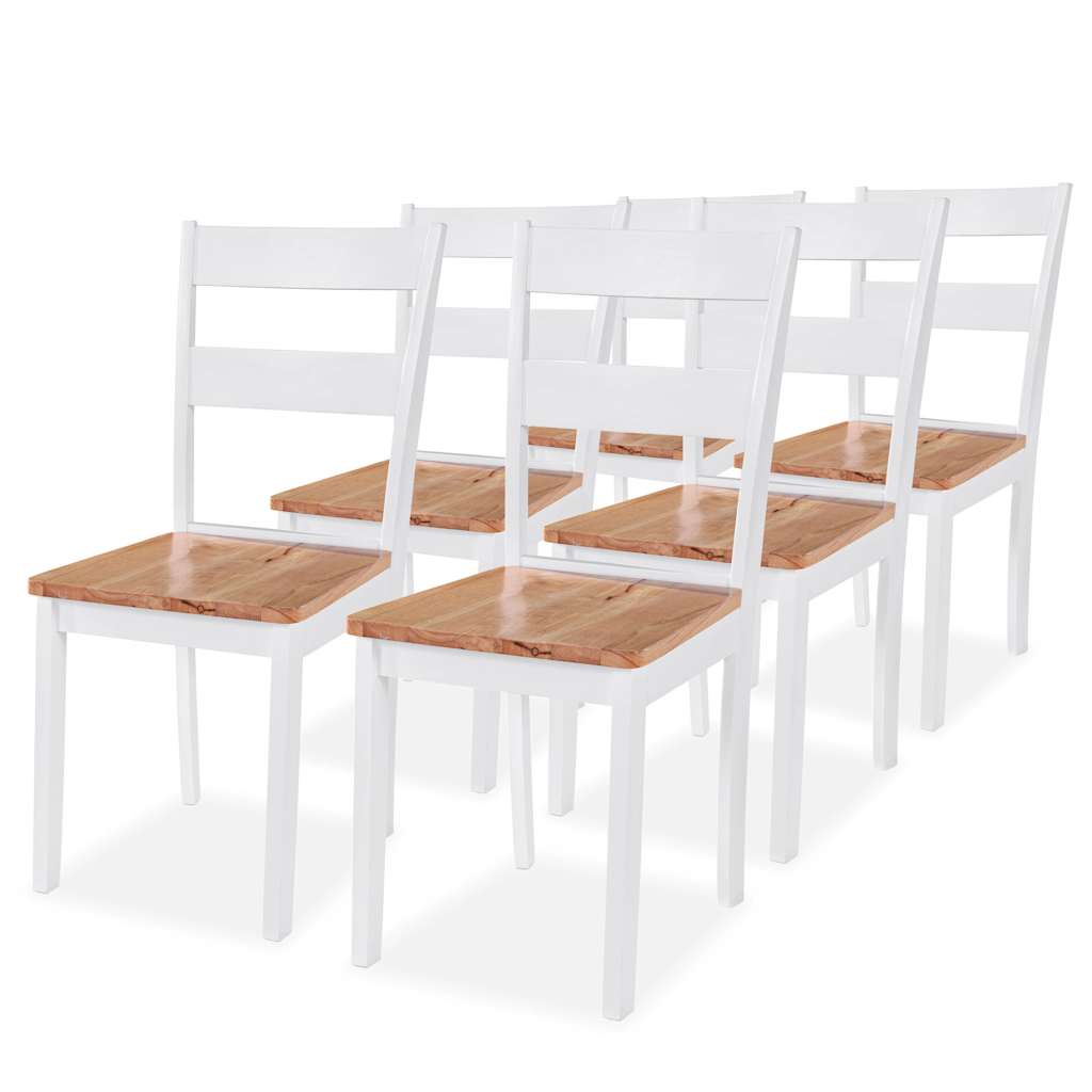 Sillas De Comedor 4 Unidades Madera Maciza De Caucho Blanco