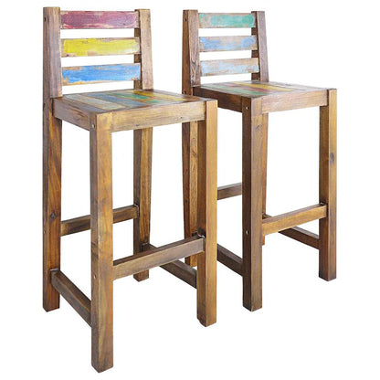 Taburetes De Cocina 2 Unidades Madera Maciza Reciclada