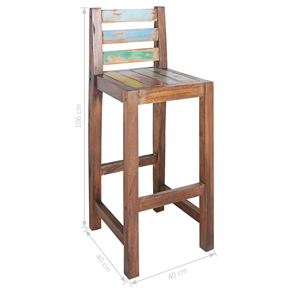 Taburetes De Cocina 2 Unidades Madera Maciza Reciclada