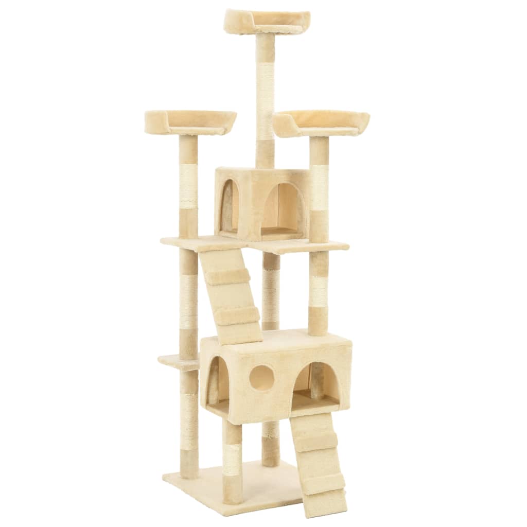 Rascador Para Gatos Poste De Sisal 170 Cm Huellas Beige