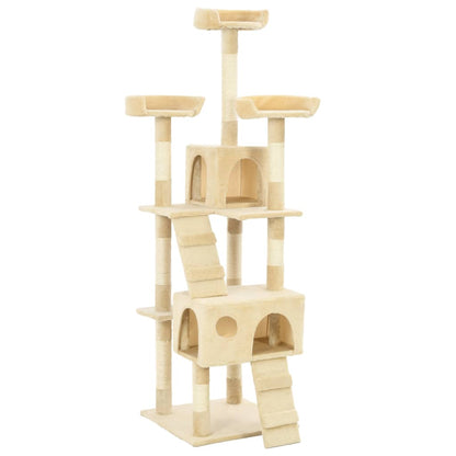 Rascador Para Gatos Poste De Sisal 170 Cm Huellas Beige