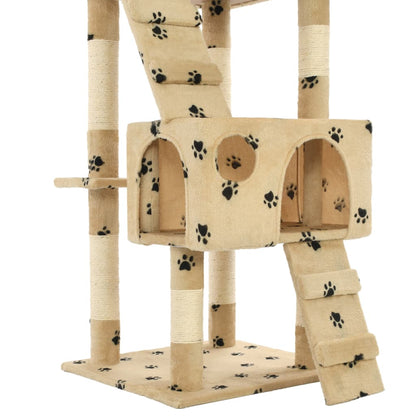 Rascador Para Gatos Poste De Sisal 170 Cm Huellas Beige