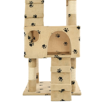 Rascador Para Gatos Poste De Sisal 170 Cm Huellas Beige