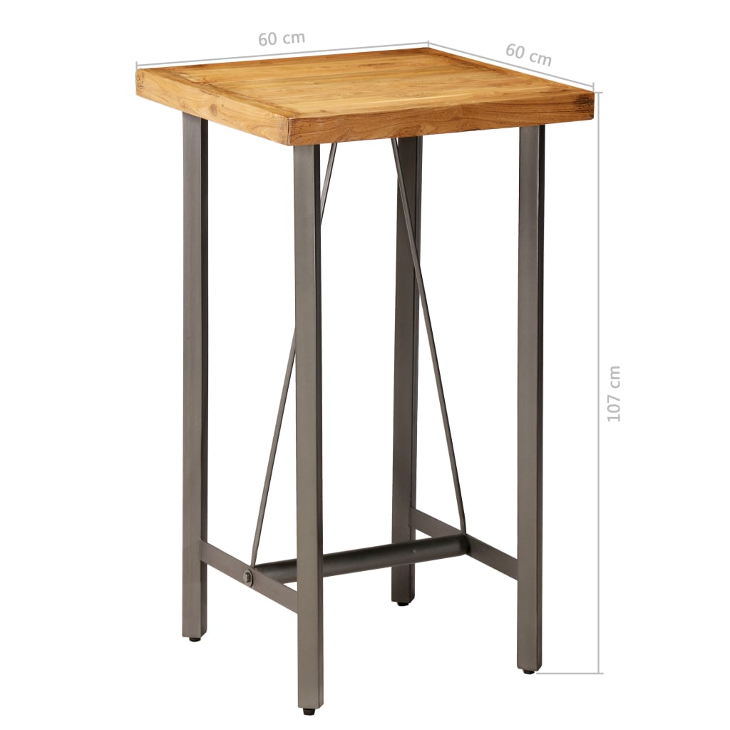Mesa Alta De Bar Teca Maciza Reciclada
