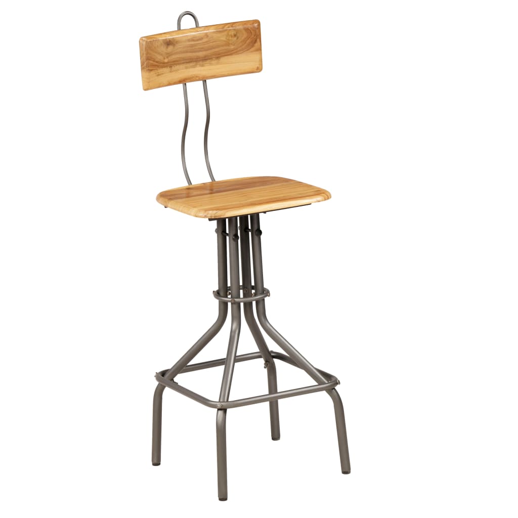 Taburetes De Cocina 2 Unidades Madera Maciza De Teca Reciclada