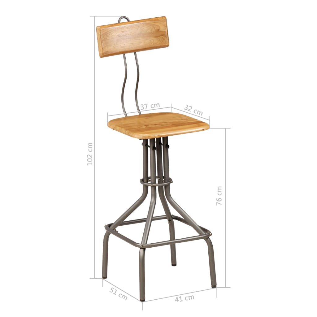 Taburetes De Cocina 2 Unidades Madera Maciza De Teca Reciclada