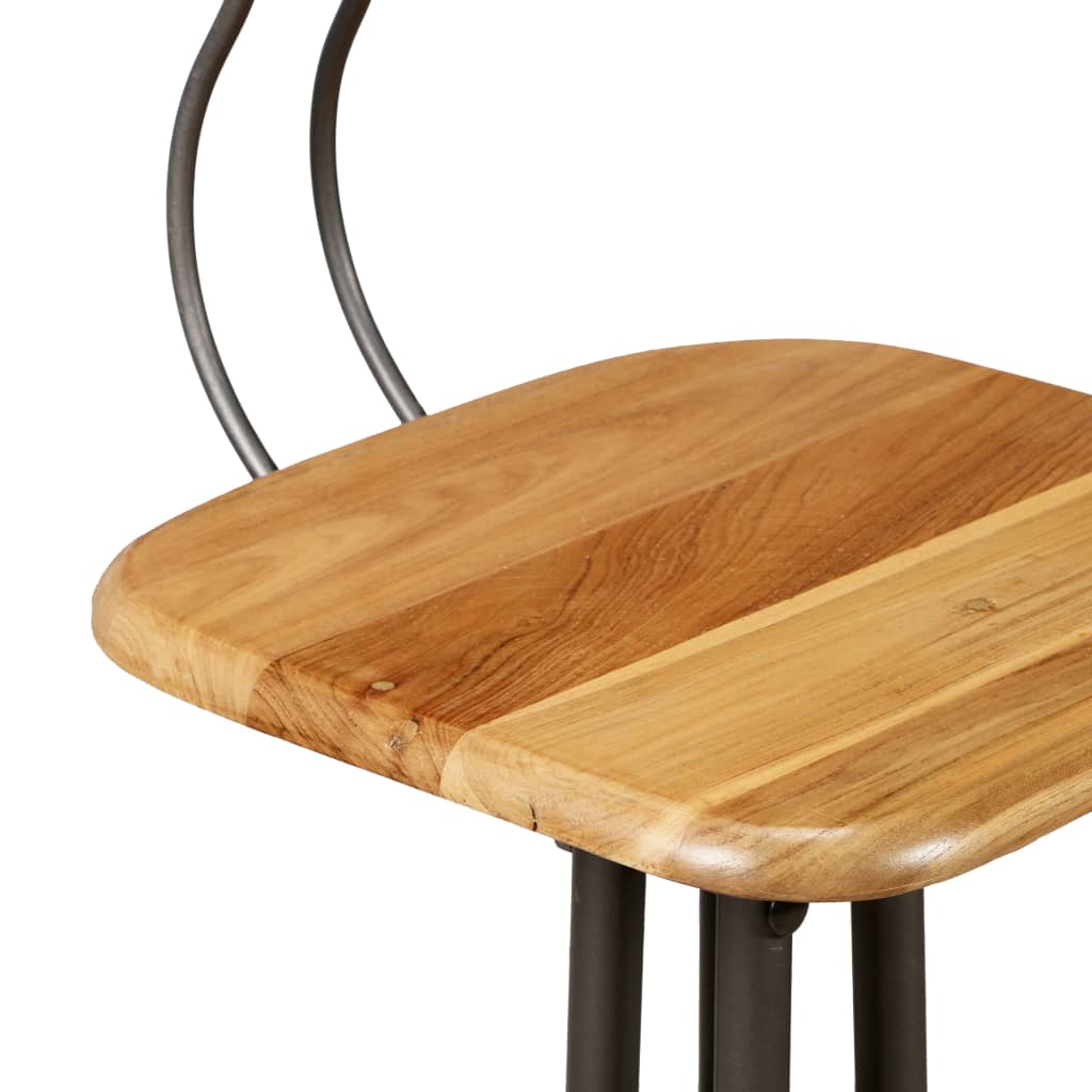 Taburetes De Cocina 2 Unidades Madera Maciza De Teca Reciclada