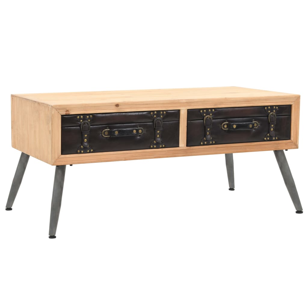 Mesa De Centro De Madera Maciza De Abeto 115X55X50 Cm