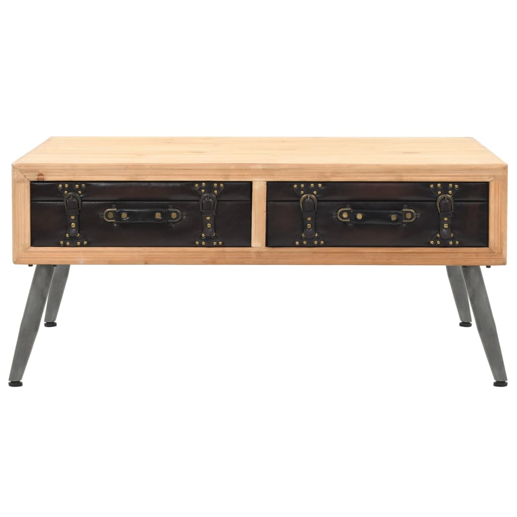 Mesa De Centro De Madera Maciza De Abeto 115X55X50 Cm