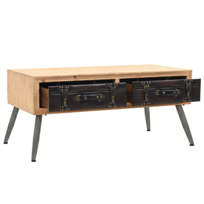 Mesa De Centro De Madera Maciza De Abeto 115X55X50 Cm