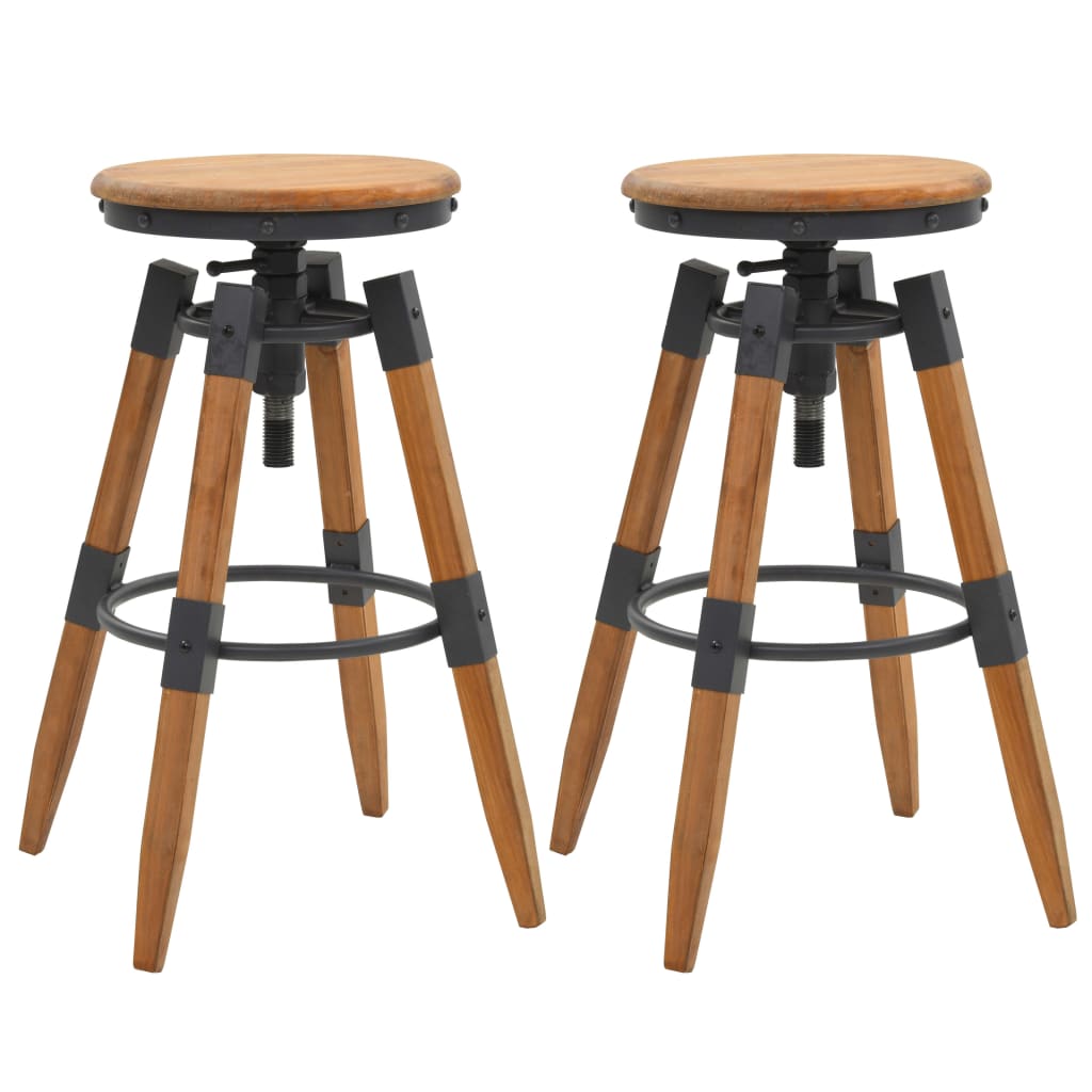 Taburetes De Cocina 2 Unidades Madera Maciza De Abeto