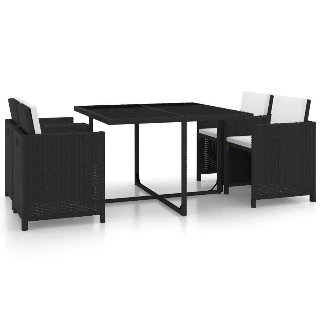 Set De Comedor Jardín 5 Pzas Y Cojines Ratán Sintético