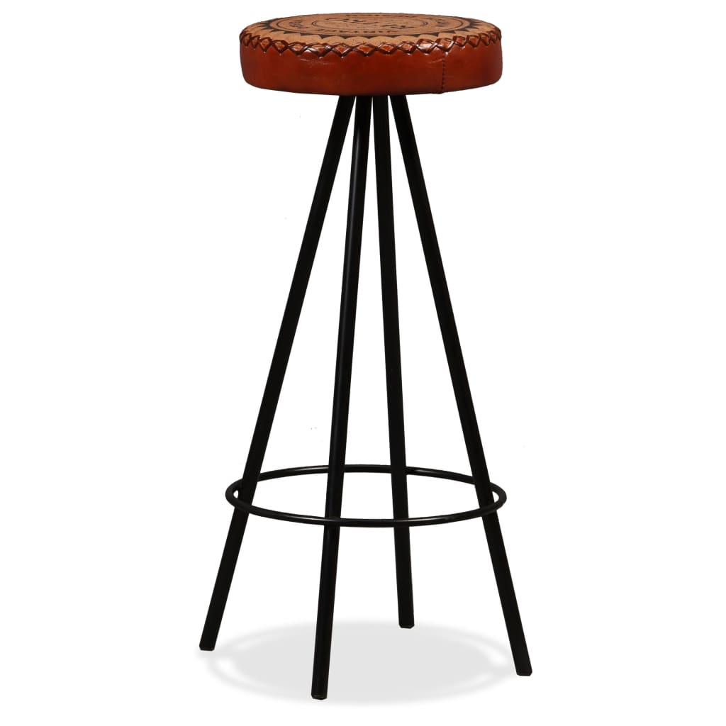 Mesa Y Taburetes Bar Madera Maciza Acacia Cuero Real Y Lona