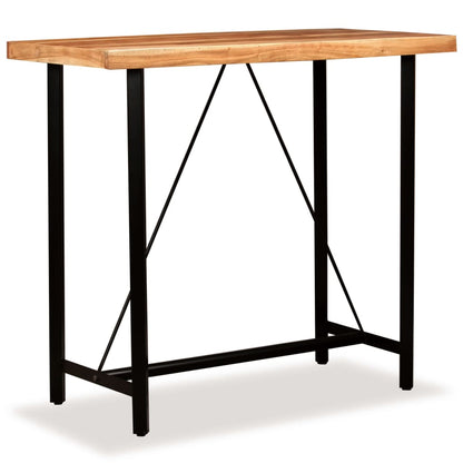 Set Muebles De Bar 5 Pzas Madera Maciza Acacia Cuero Genuino