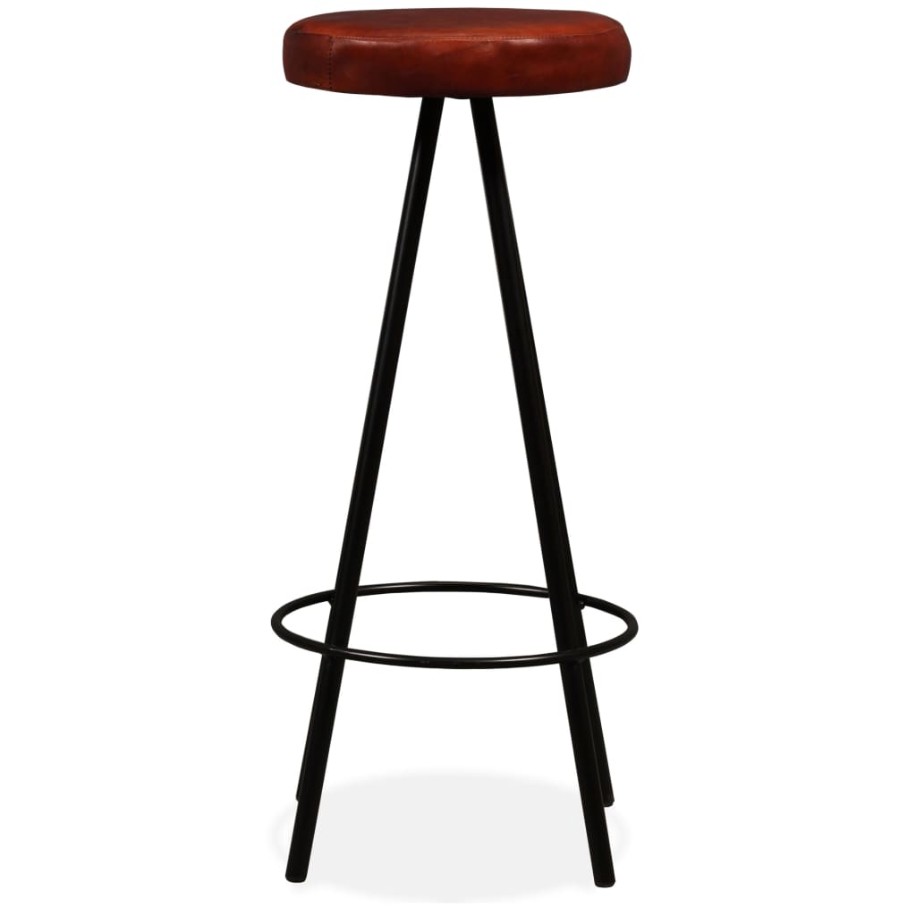 Set Muebles De Bar 5 Pzas Madera Maciza Acacia Cuero Genuino