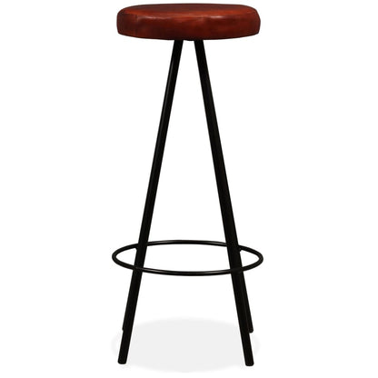 Set Muebles De Bar 5 Pzas Madera Maciza Acacia Cuero Genuino