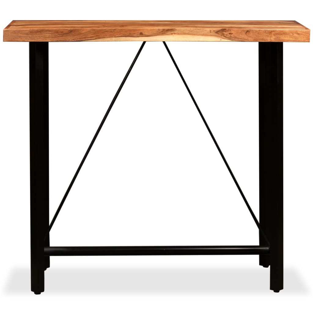 Set Muebles De Bar 5 Pzas Madera Maciza Acacia Cuero Genuino
