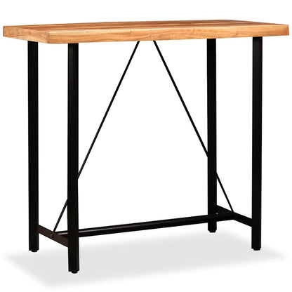 Set Muebles De Bar 5 Pzas Madera Maciza Acacia Cuero Genuino