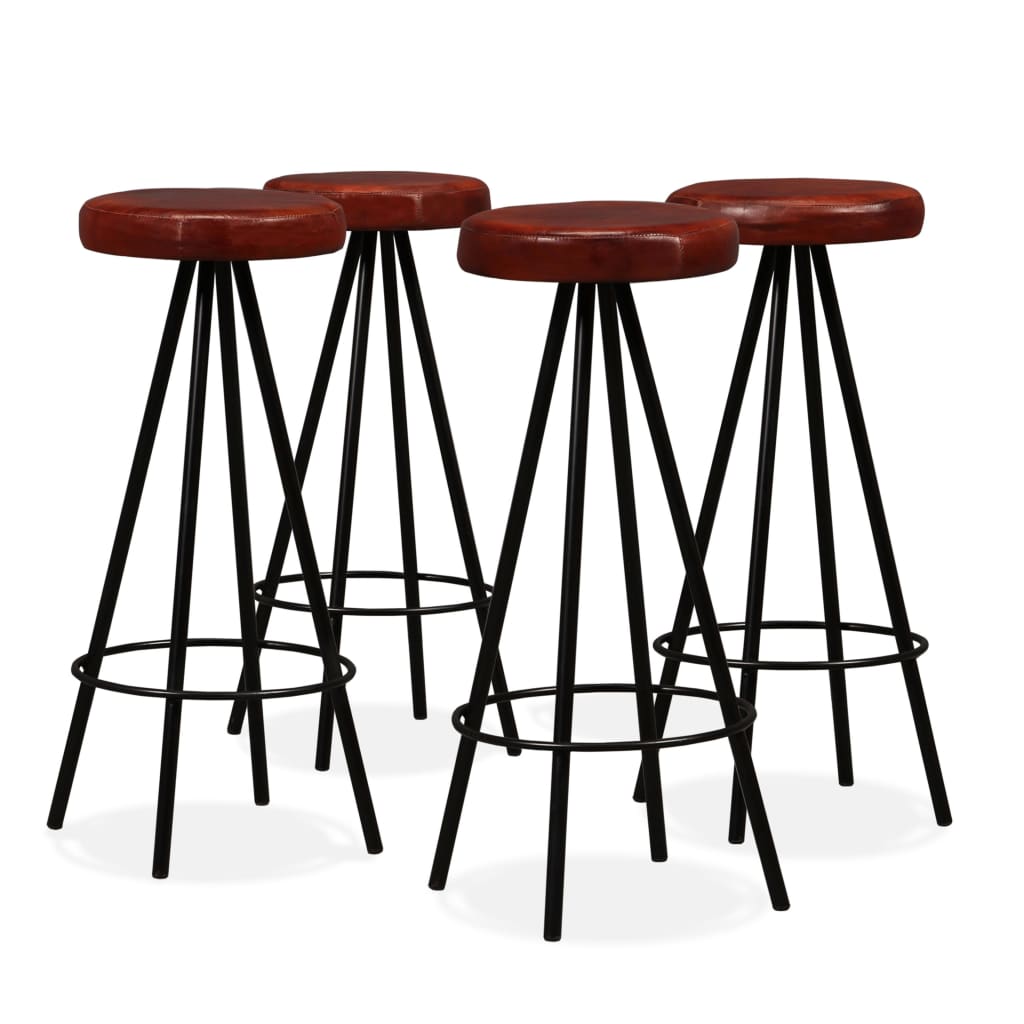Set Muebles De Bar 5 Pzas Madera Maciza Acacia Cuero Genuino