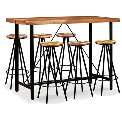 Set De Muebles De Bar 3 Piezas Acacia Y Madera Reciclada