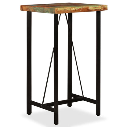 Mesa Y 2 Taburetes Bar Madera Maciza Reciclada Cuero Real Lona