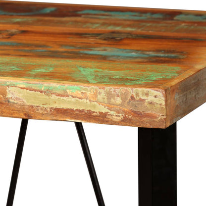 Mesa Y 2 Taburetes Bar Madera Maciza Reciclada Cuero Real Lona