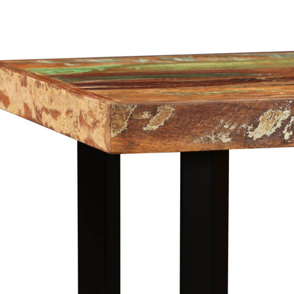 Set Muebles De Bar 5 Pzas Madera Maciza Reciclada Cuero Genuino