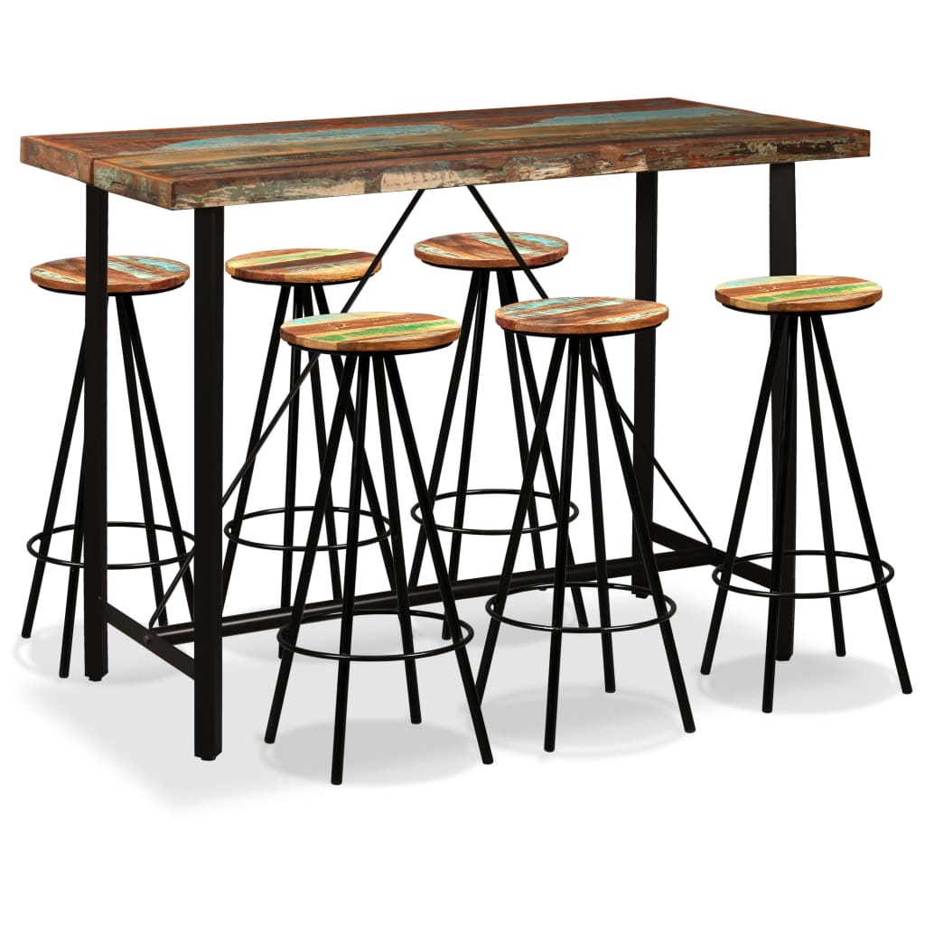 Set De Muebles De Bar 5 Piezas Madera Maciza Reciclada