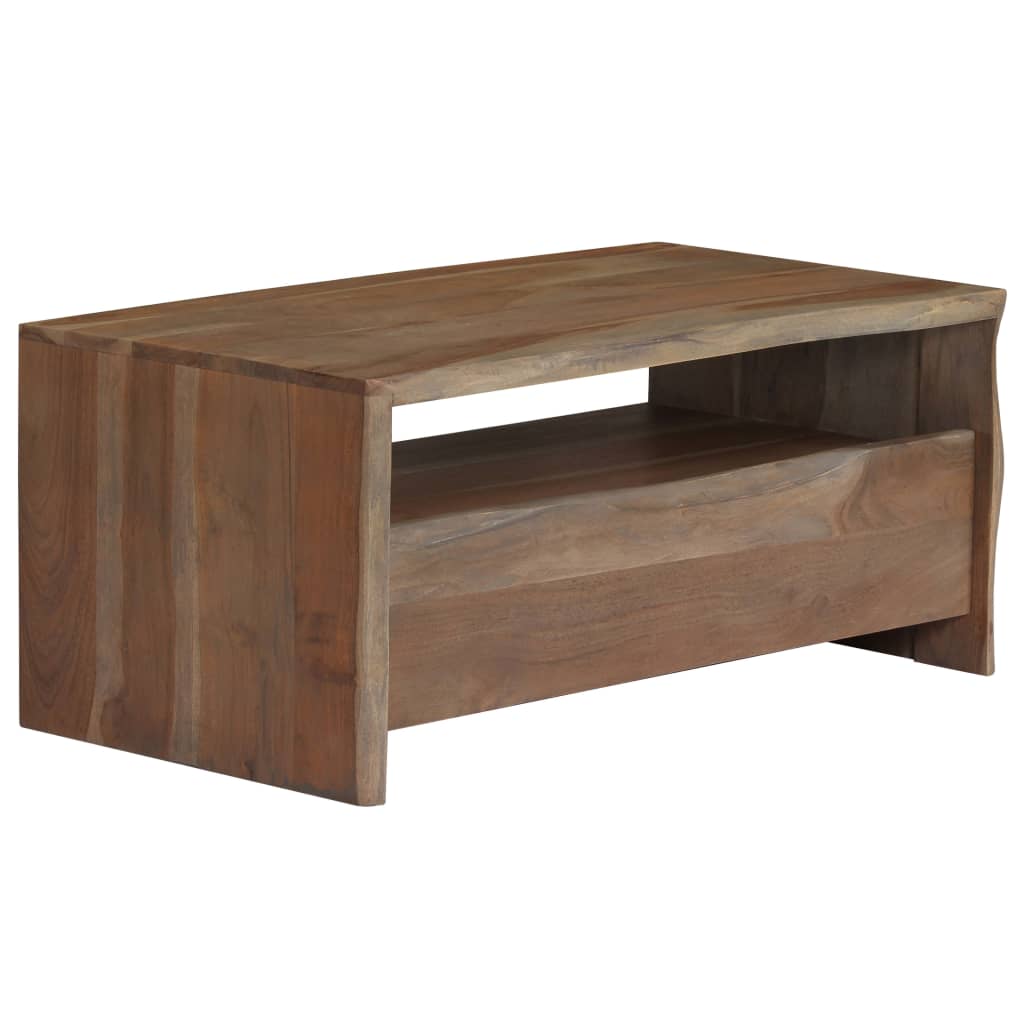 Borde Vivo Madera Maciza Acacia Gris 90X50X40 Cm