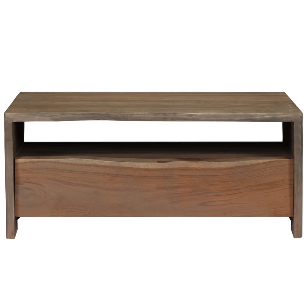 Borde Vivo Madera Maciza Acacia Gris 90X50X40 Cm