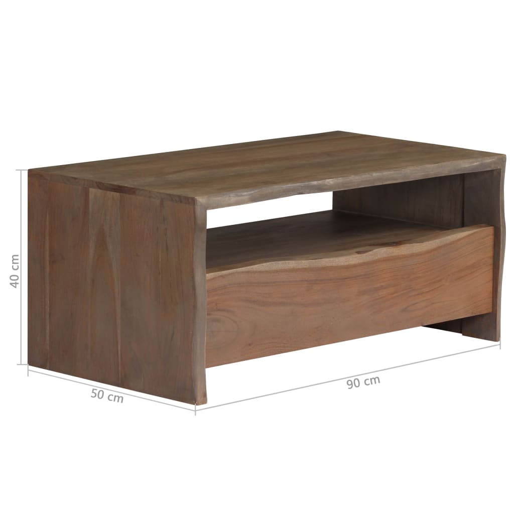 Borde Vivo Madera Maciza Acacia Gris 90X50X40 Cm