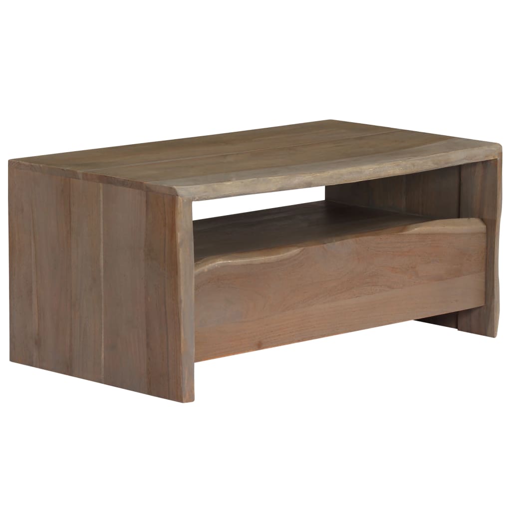 Borde Vivo Madera Maciza Acacia Gris 90X50X40 Cm