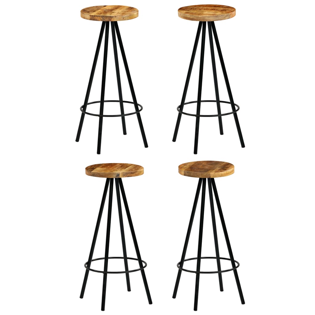 Taburetes De Barra De Cocina 4 Unidades Madera Maciza De Mango
