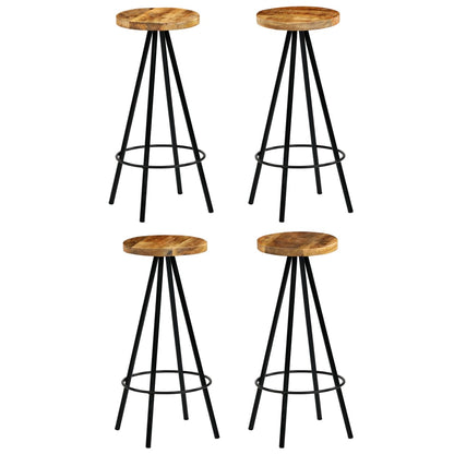 Taburetes De Barra De Cocina 4 Unidades Madera Maciza De Mango
